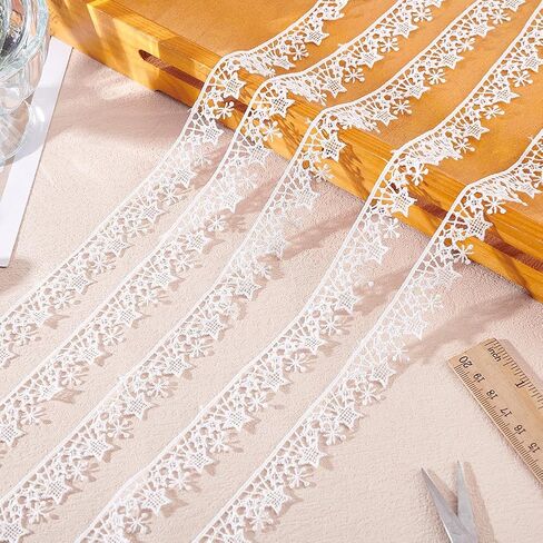 5 Yards White Lace Trim with Tassel Ribbon Star Edge Polyester Decorative Ribbon 20mm Wide Embroidery Braid Lace Trim for Wedding DIY Clothes Jewelry Crafts Home Decor Gift Wrapping in Saudi Arabia