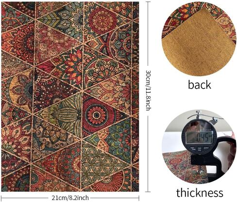 8 Pcs Colorful Cork Fabric, Soft Natural Texture Cork Faux Leather Sheets Floral Pattern DIY Crafts Fabric in Saudi Arabia