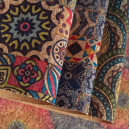 8 Pcs Colorful Cork Fabric, Soft Natural Texture Cork Faux Leather Sheets Floral Pattern DIY Crafts Fabric in Saudi Arabia