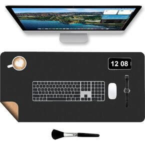 Dual-Sided Desk Pad with Mini Keyboard Brush, 31.5'' x 15.7'' Natural Cork & PU Leather Desk Protector Mat, Waterproof Non-Slip Computer Desk Mat, Desk Matt for Desktop for Office and Home Work(Pink) in Saudi Arabia