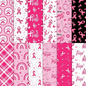 Konsait 24 Sheets Double Sided Pink Ribbon Scrapbook Paper 12x12, Breast Cancer Awareness Patterned Paper Decorative Cardstock Origami Papers for Card Making Scrapbook Supplies in Saudi Arabia