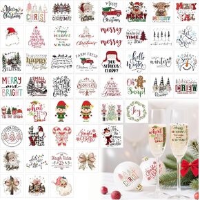 50pcs عيد الميلاد كلمة ملصقات ملصقات للحرف اليدوية UV DTF Merry Christmas Ornamp in Kuwait