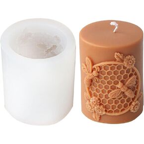 GRAINRAIN Artcraft Bee Cylinder Silicone Candle Soap Mold Honeycomb Flower Hive Beeswax Candle Making Mould (SXY332) in Saudi Arabia