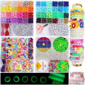 2500 PCS Pony Beads Jewelry Making Kit – 96 Colors, UV Color Changing & Glow Alphabet Beads, Heart Bow Crystal String, Tools, Gift Box for DIY Bracelets, Necklaces in Saudi Arabia