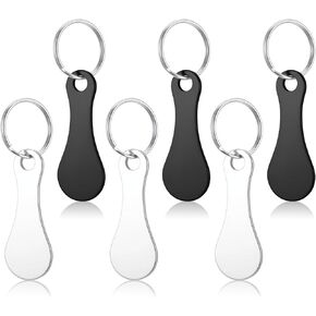 6 Pcs Quarter Keychain Metal Shopping Cart Trolley Tokens Portable Disassembly Trolley Key Ring Unisex Supermarket Keychain Token Keyrings for Grocery Shopping Cart, Silver & Black in Kuwait