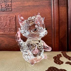 تمثال تنين Crystal Dragon المقتنيات الزجاجية للحيوانات الثقبة للوزن Dragon Decor Decord Decords Decorations Christmas Townible التماثيل القابلة للتجمع الهدايا البلورية الزجاجية (الوردي) in Kuwait