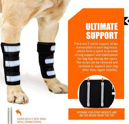 NeoAlly- Front Leg Brace for Dogs & Cats, Dog Leg Brace with Metal Spring Inserts, Dog Leg Sleeve for Carpal Support, Dog Leg Sleeve with Reflective Straps, L/XL, Pair in Kuwait