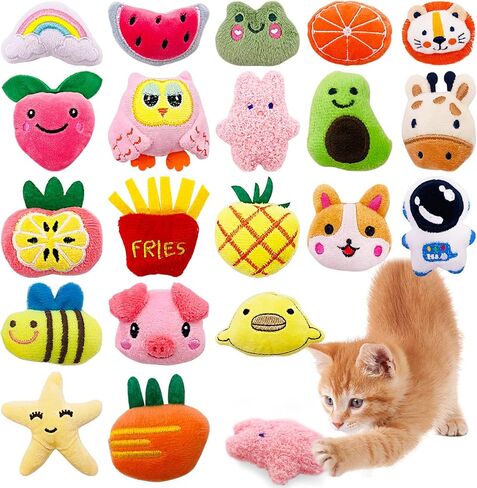20 PCS Catnip Toys للقطط الداخلية القطط عيد الميلاد التفاعلية Cat Dental Toy Kitty Plush Training Toys in Kuwait