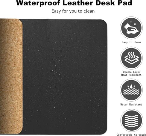 Dual-Sided Desk Pad with Mini Keyboard Brush, 31.5'' x 15.7'' Natural Cork & PU Leather Desk Protector Mat, Waterproof Non-Slip Computer Desk Mat, Desk Matt for Desktop for Office and Home Work(Pink) in Saudi Arabia