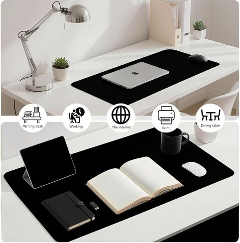 Dual-Sided Desk Pad with Mini Keyboard Brush, 31.5'' x 15.7'' Natural Cork & PU Leather Desk Protector Mat, Waterproof Non-Slip Computer Desk Mat, Desk Matt for Desktop for Office and Home Work(Pink) in Saudi Arabia