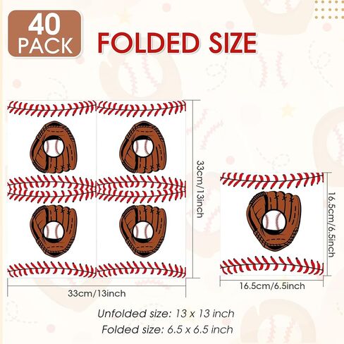 40pcs Baseball Napkins Disposable Decorative, Baseball Party Supplies for Sports Themed Party Birthday Decorations 6.5x6.5 Inches in Saudi Arabia