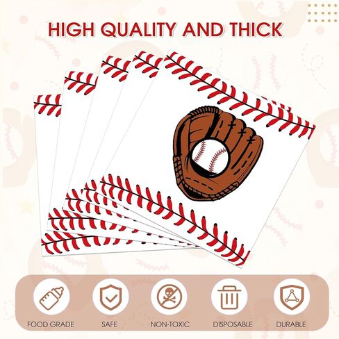 40pcs Baseball Napkins Disposable Decorative, Baseball Party Supplies for Sports Themed Party Birthday Decorations 6.5x6.5 Inches in Saudi Arabia