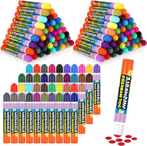 Crtiin 80 Pack Dot Markers للأطفال الصغار والأطفال ، 40 لونًا Bingo Daubers بالجملة ، والطلاء القابل للغسل للأطفال ، وعلامات البنغو ، وفنون الحرف الصغيرة والطفل ، يجب أن يكون الفصل الدراسي في رياض الأطفال in Saudi Arabia