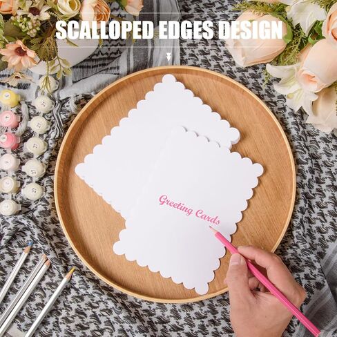 Mixteach 100 PCS Cardstocks 5 "× 7" مستطيل الحواف الأسقلوب الورقية البطاقة البطاقة السميكة ورقة الطابعة لتصنيع البطاقات ، الحرف ، سجل القصاصات ، الدعوات ، الرسم ، الطباعة (قبالة أبيض) in Kuwait
