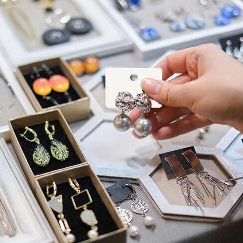 Earring Cards,Jewelry Display Cards Earring Card for Selling Jewelry, Display with 100 Pcs Earrings Holder Card 100 Clear Jewelrys Packaging for Earrings Necklace Jewelrys Bags (White) in Saudi Arabia