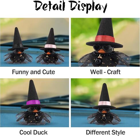wonuu Car Dashboard Rubber Ducks for Halloween, Decorations Ducky for Office Desk Ornament Accessories with Witch Hat Glasses Pearl Skirt (Purple) in Saudi Arabia