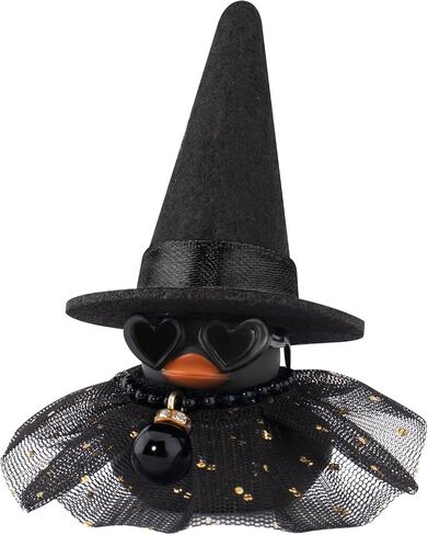 wonuu Car Dashboard Rubber Ducks for Halloween, Decorations Ducky for Office Desk Ornament Accessories with Witch Hat Glasses Pearl Skirt (Purple) in Saudi Arabia