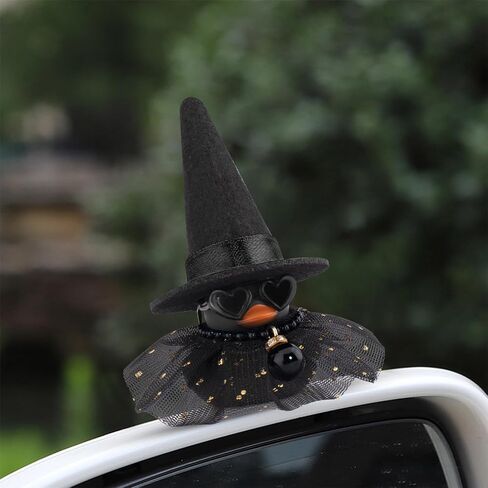 wonuu Car Dashboard Rubber Ducks for Halloween, Decorations Ducky for Office Desk Ornament Accessories with Witch Hat Glasses Pearl Skirt (Purple) in Saudi Arabia