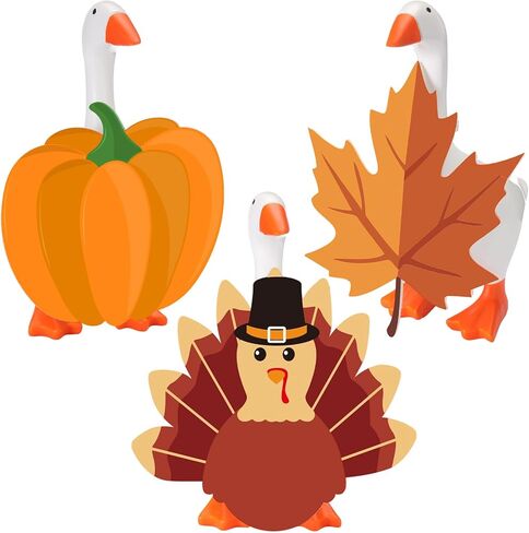 Soulchen 3 مجموعات Halloween Mini Desk Goose ملابس شبح القرع شكل الذرة شكل 7 بوصة سخيفة تمثال أوزة تمثال مفتاحية in Saudi Arabia