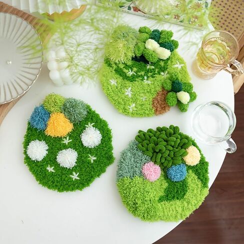 Jilip Moss Coaster DIY Moss Art Kit ، مجموعة Coaster ثلاثية الأبعاد ، حرفة مزلاج DIY ، طقم Hook Coasters للبالغين (19 * 18 سم/7.5 * 7.1 ") in Kuwait