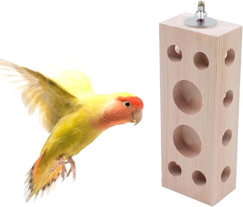 Bird Wooden Block Chewing & Foraging Training Toys for Small Animals - Shredding & Biting Wooden Bird Cage Accessories & Teething Toys for Lovebirds, Parakeets & Cockatiels in Saudi Arabia