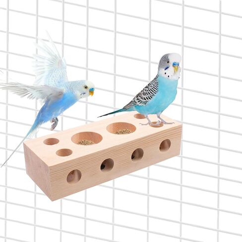 Bird Wooden Block Chewing & Foraging Training Toys for Small Animals - Shredding & Biting Wooden Bird Cage Accessories & Teething Toys for Lovebirds, Parakeets & Cockatiels in Saudi Arabia