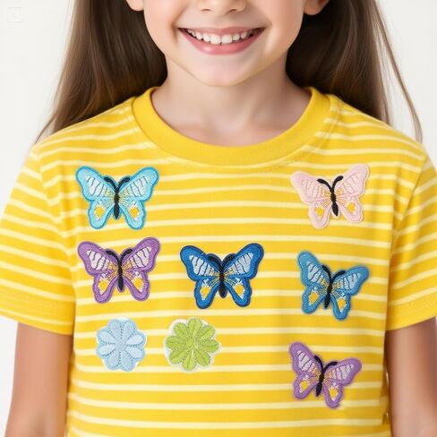 Mon Caramel Butterfly & Flower Patches Patses Set - 15pcs حديد لطيف على البقع للملابس والقبعات والظهر على الظهر ، والقطن القطن في 3 أحجام + خيط إضافي ، ألوان نابضة بالحياة in Kuwait