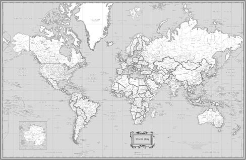 CoolWowlmaps World Wall Map Classic Black Paper 36 "x24" in Saudi Arabia