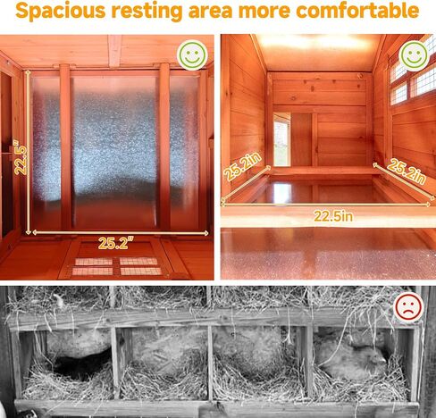 GARWOOD Large Wooden Chicken Coop Outdoor Big Hen House Poultry Pet Duck Hutch with Run Cage Nesting Box Waterproof Asphalt Roof Ramp Removable Tray Wire Fence for Backyard Small Animals 79" Brown in Saudi Arabia