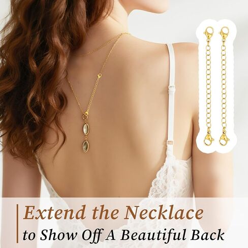 Gold Chain Extenders for Jewelry Making, 10PCS Stainless Steel Necklace Extenders, Adjustable Lobster Clasp Extender Chains for Necklaces, Bracelets, Anklets (Assorted Sizes 2-6 Inch) in Kuwait