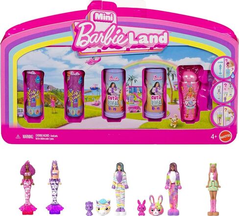 Barbie Mini Land 5 Dolls Dolls Defls ، دمى مصغرة مقاس 1.5 بوصة مع Prisph Surprise و Sensory Play Piece (قد تختلف الأنماط) in Saudi Arabia