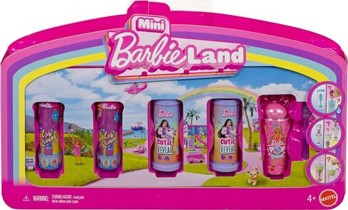 Barbie Mini Land 5 Dolls Dolls Defls ، دمى مصغرة مقاس 1.5 بوصة مع Prisph Surprise و Sensory Play Piece (قد تختلف الأنماط) in Saudi Arabia