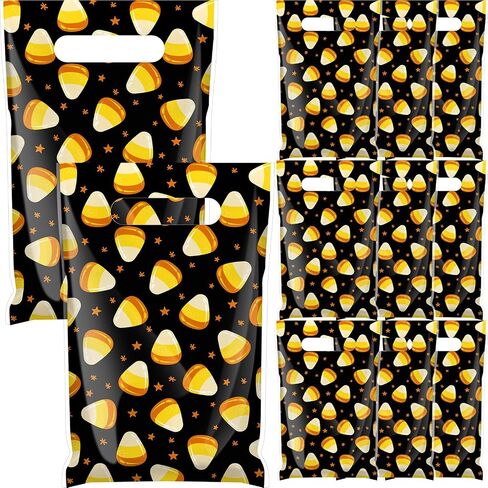 Gersoniel 48 PCS Halloween Goodie حقائب مع مقابض خدعة بلاستيكية أو علاج أكياس هدايا حلوى الذرة in Kuwait