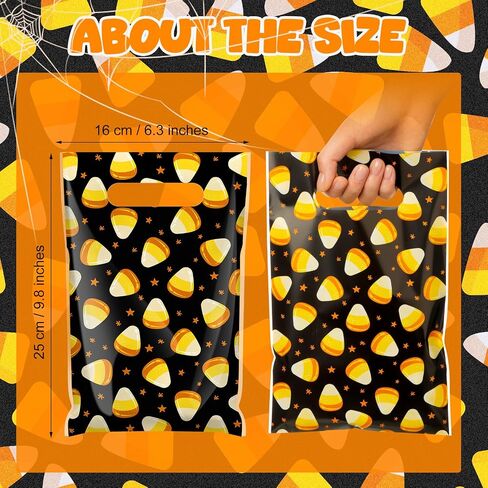 Gersoniel 48 PCS Halloween Goodie حقائب مع مقابض خدعة بلاستيكية أو علاج أكياس هدايا حلوى الذرة in Kuwait