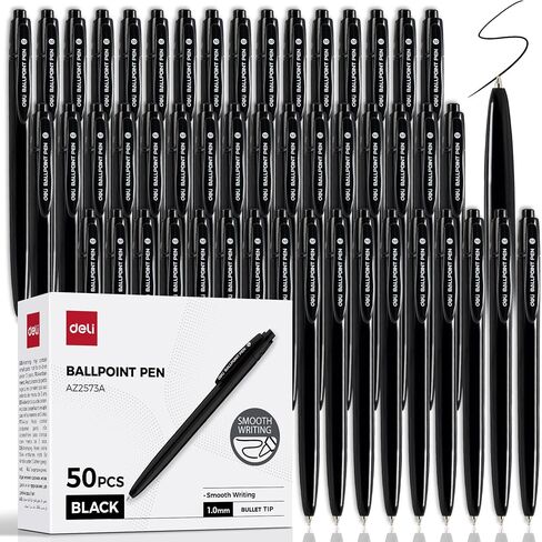 أقلام أقلام ، 50 Pack Pack Point Pens ، حبر أسود 1.0 مم ، كتابة سلسة ، لا نزيف ، قبضة مريحة للمنزل ، المكتب والمدرسة استخدام in Kuwait