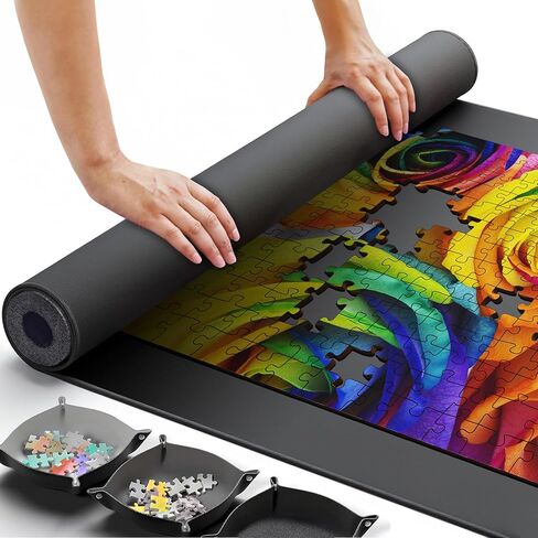رول حصيرة اللغز-منظم الألغاز المحمولة 46 "x26" لما يصل إلى 1500 قطعة-حماية الألغاز المنتهية وغير المكتملة دون تجاعيد- in Kuwait