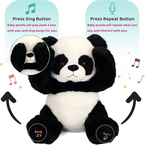 Puteoy Piek a boo panda bear toy plush electractive electric precivate يكرر ما تقول in Kuwait