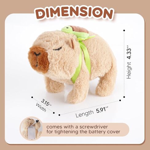 Cute Capybara Plush with Turtle Backpack Electric Capybara Stuffed Animal Makes Noises Walks Around Fun Birthday Gifts 5.9 Inches (Brown) in Saudi Arabia
