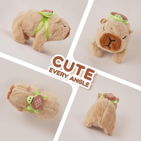 Cute Capybara Plush with Turtle Backpack Electric Capybara Stuffed Animal Makes Noises Walks Around Fun Birthday Gifts 5.9 Inches (Brown) in Saudi Arabia