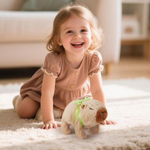 Cute Capybara Plush with Turtle Backpack Electric Capybara Stuffed Animal Makes Noises Walks Around Fun Birthday Gifts 5.9 Inches (Brown) in Saudi Arabia