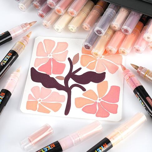 32 Colors Acrylic Paint Markers, Paint Pens Brush Tip Water-Based Acrylic Markers for Rock Painting Stone Wood Ceramic (Skin) in Kuwait