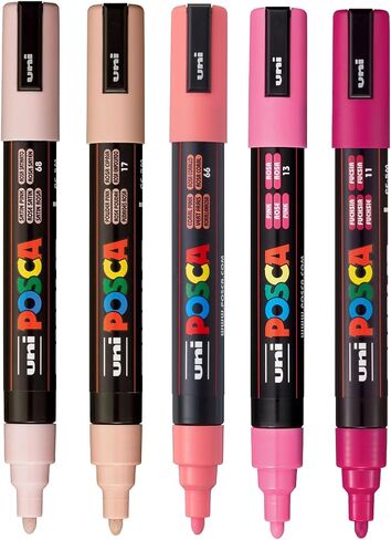 posca Paint Art Markers, Set of 5 5M Medium Markers with Reversible Tips, Pink Collection in Saudi Arabia
