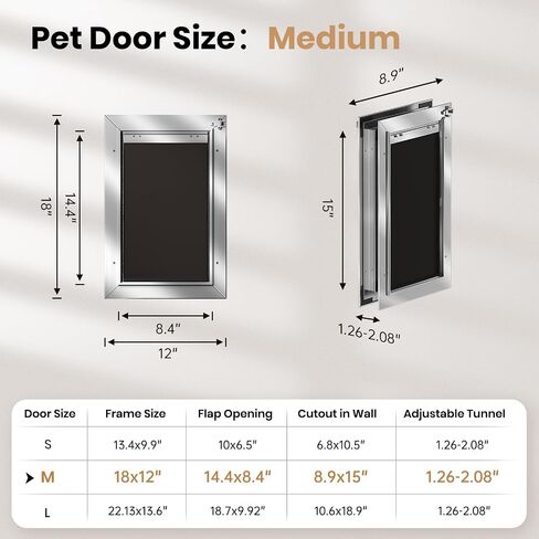 Aluminum Cat Door Interior Door, Pets Up to 22 lb in Saudi Arabia