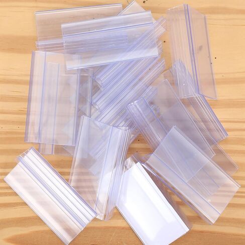100 PCS رف ملصق حامل مقطع بلاستيكي واضح على العلامات العلامات لرفوف الأسلاك 0.15 '' إلى 0.4 ' in Saudi Arabia