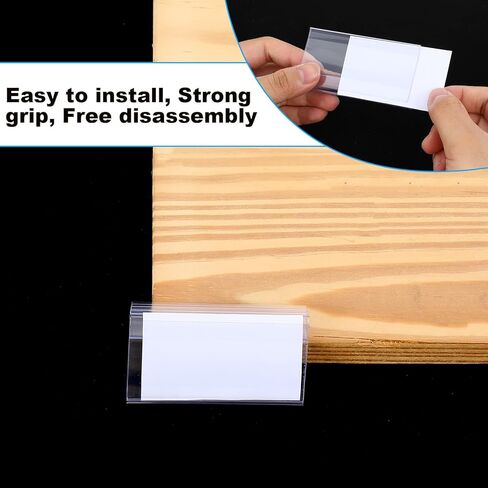 100 PCS رف ملصق حامل مقطع بلاستيكي واضح على العلامات العلامات لرفوف الأسلاك 0.15 '' إلى 0.4 ' in Saudi Arabia