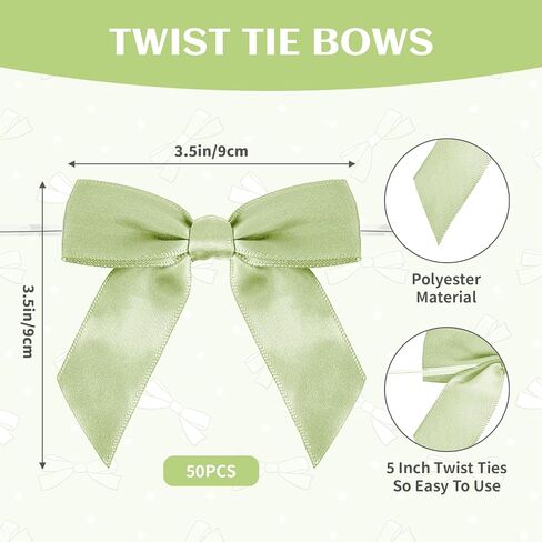 50 Pack Twist Tie Bows, 3.5" Pink Bows Satin Ribbon for Cake Pop Bags Baby Shower Gifts Bags Crafts Party Favors Brithday Wedding Christmas Party Decorations (Pink) in Saudi Arabia