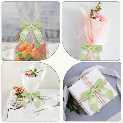 50 Pack Twist Tie Bows, 3.5" Pink Bows Satin Ribbon for Cake Pop Bags Baby Shower Gifts Bags Crafts Party Favors Brithday Wedding Christmas Party Decorations (Pink) in Saudi Arabia