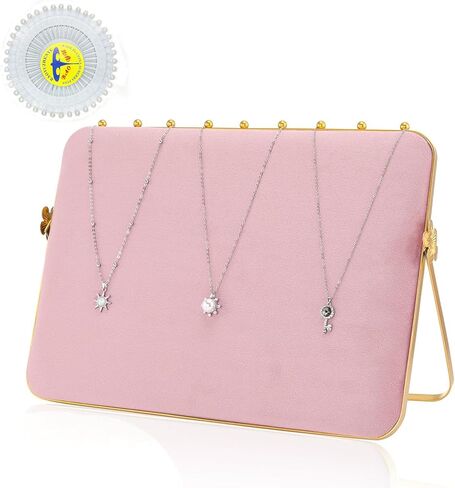 شاشة قلادة BBV تقف للبيع مع مخملية ، وحامل منظم القلادة المعدنية الكبير Stand Gray & Beige Gold للعروض الحرفية ، والموظفين ، والبائعين ، ومجوهرات عرض المجوهرات (المشمش) in Kuwait