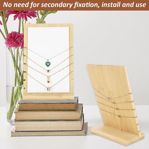 3Pcs Necklace Display Stand Jewelry Display Stand for Selling White Bamboo Necklace Holder with Multi-Rung Design and Detachable Bases for Home, Two Narrow and One Wide in Kuwait