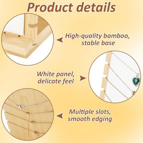 3Pcs Necklace Display Stand Jewelry Display Stand for Selling White Bamboo Necklace Holder with Multi-Rung Design and Detachable Bases for Home, Two Narrow and One Wide in Kuwait